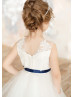 Unique Ivory Lace Glitter Tulle Flower Girl Dress